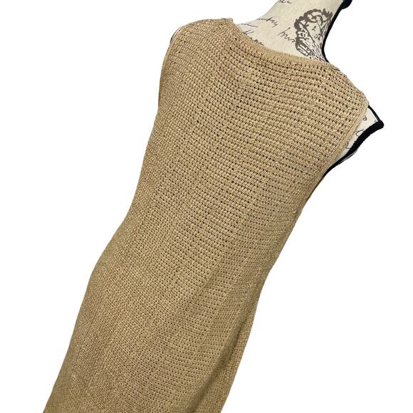 Vintage 1990s Chico's Gold Crochet Mesh Midi Dress Size Medium Boho 100% Cotton - Picture 3 of 13